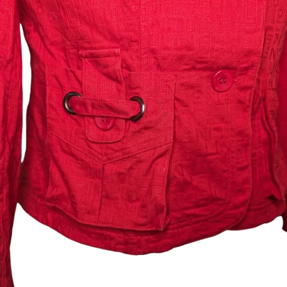 Women's Designer Simon Chang Red Blazer Jacket, Size 12